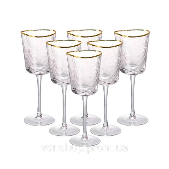 Набір з 6 келихів 350 мл, для вина із золотим обідком HP-16-22 | Зображення 2
