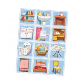 Настільна розвиваюча гра-пазл "Меблі" Ubumblebees (ПСФ072) PSF072, 12 картинок-половинок