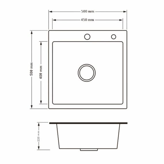 Lidz Handmade H5050HB Мойка для кухни интегрированная Decor Black PVD Honeycomb 2,5/0,5 мм LDH5050BDECPVD48369 | Зображення 1