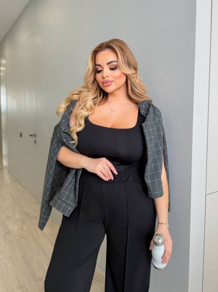 Женские трикотажные штаны палаццо со стрелками BR1727 цвет черный, размер 48/50 | Зображення 4