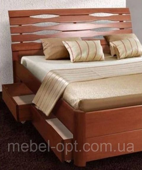 Ліжко полуторне дерев'яне Марія з 4 ящиками 140х200, колір бук натуральний | Зображення 2