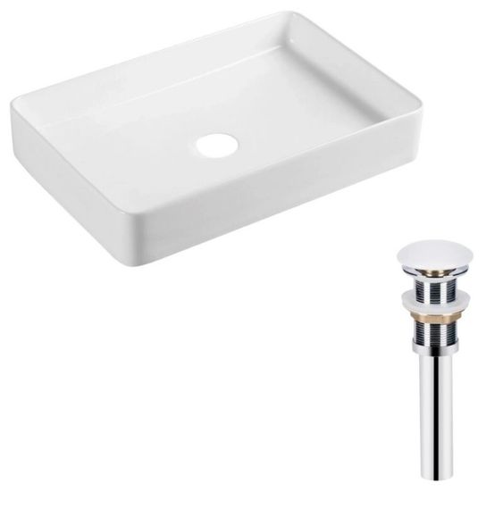 Комплект Qtap Tern: Раковина накладна прямокутна 600x400x110 мм WHITE + Донний клапан PU02 (QT17112174WN47303)