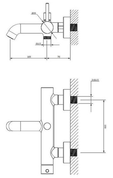 Змішувач для ванни Omnires Y black (Y1230BL) | Зображення 1