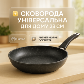 Сковорода для любителів готувати UNIQUE UN-5137 28 см, Сковорода з товстим дном Ідеальна YJ-52