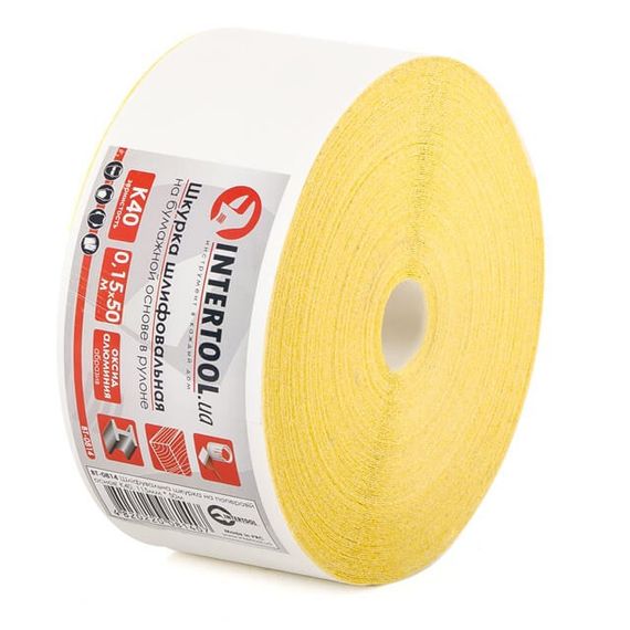 Шкурка шліфувальна, паперова основа, К40, 115 мм × 50 м INTERTOOL BT-0814 | Зображення 1