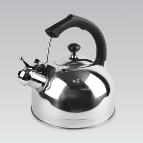 Чайник 2.3 л Maestro Basic MR-1308-BLACK з нержавіючої сталі зі свистком для всіх типів плит