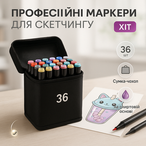 Набор маркеров двусторонних разные оттенки 36 шт, Цветные маркеры для рисования на бумаге BO-52