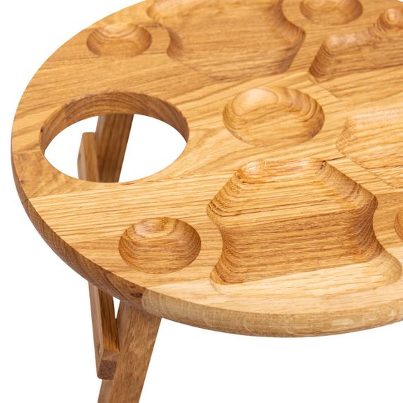 Винный столик-менажница из дерева 35 см круглый на ножках дуб BWR350180 | Зображення 6