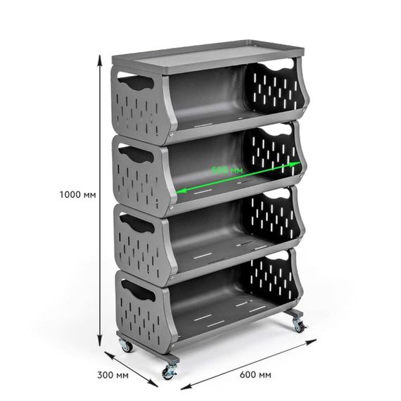 Стелаж універсальний для зберігання чотириярусний 60х30х77см SW-00002260 | Зображення 2