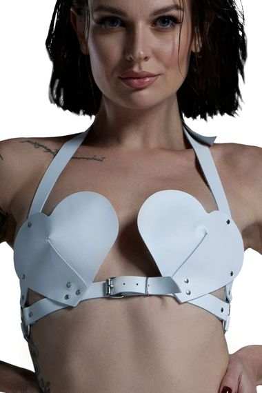Бюстгальтер Серце шкіряний Feral Feelings Hearts Bra Білий One Size