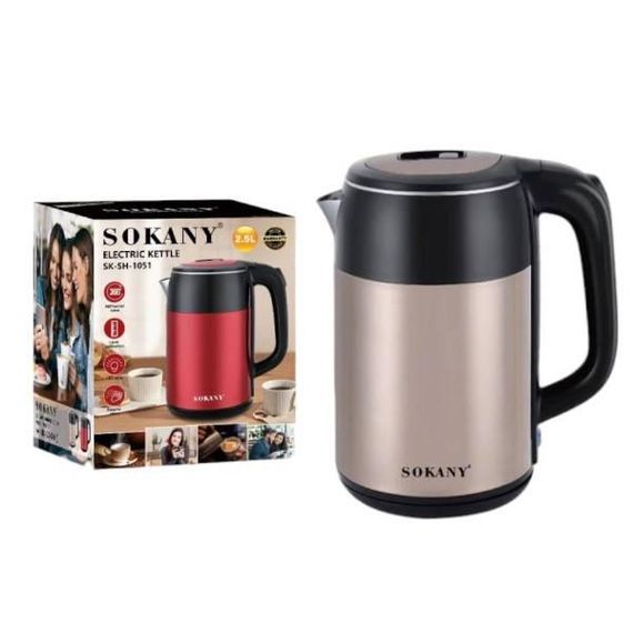 Електрочайник 2000Вт 2,5л Sokany SK-SH-1051 Коричневий