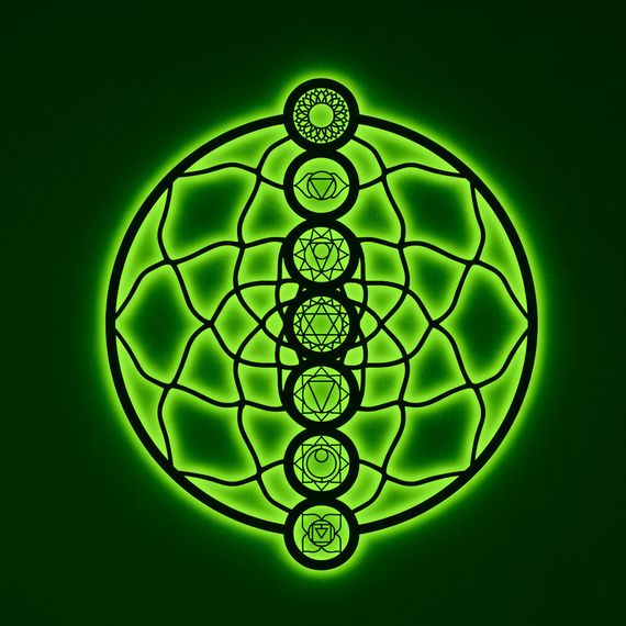 Панно декоративне картина на стіну Чакри кругле LED підсвітка 16 кольорів пульт 800х922 acr-p000253 | Зображення 4