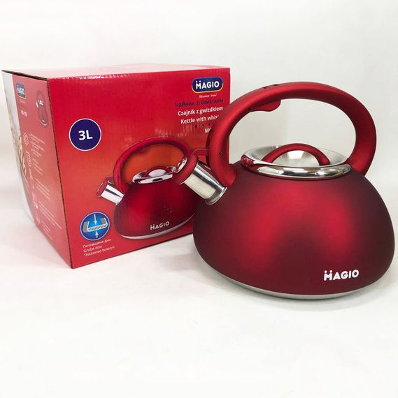 Качественный металлический чайник Magio, Чайник из нержавейки с бакелитовой ручкой LO-55