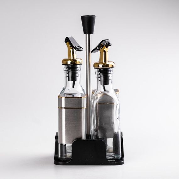 Набор для специй на подставке 4 предмета бутылочки для масла и уксуса | Зображення 1