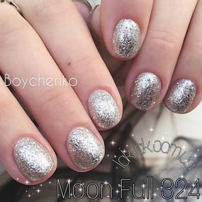 Гель-лак Moon Full №324 сріблясто-оливковий з різнокольоровим глітером 8мл