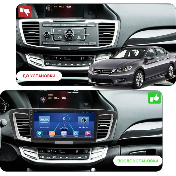 Штатная магнитола 10" Lesko для Honda Accord IX Рестайлинг 2015-2019 Top 4/32 4G WiFi GPS Хонда | Зображення 2