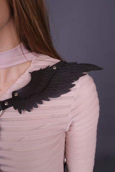 Портупея з крилами  Candy Hero "модель Black Angel 2", екошкіра, ручна робота, чорний | Зображення 4