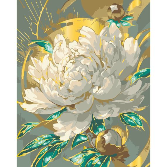 Картина за номерами "Сяюча півонія" 13153-AC 40x50 см з металізованими фарбами