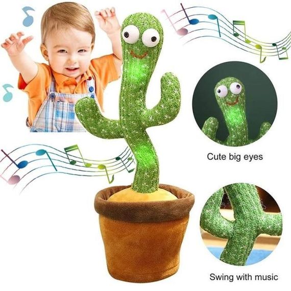 Музична іграшка Танцюючий співаючий кактус Dancing Cactus TikTok з підсвіткою і функцією повторення · Кактус – повторюшка USB зарядка | Зображення 2