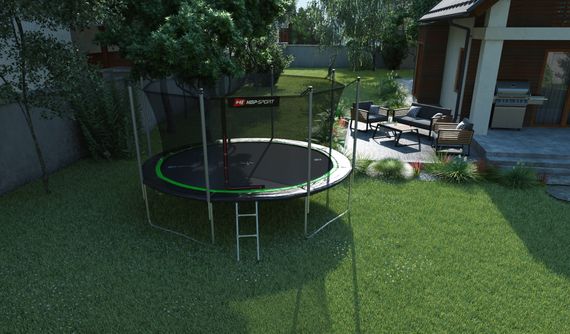 Батут Hop-Sport 14ft (427см) чорно-зелений з внутрішньою сіткою | Зображення 2