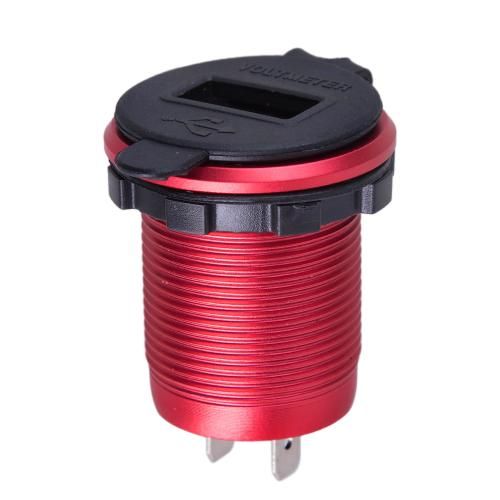 Автомобільний зарядний пристрій 2 USB 12-24V урізне в планку + вольтметр метал. | Зображення 2