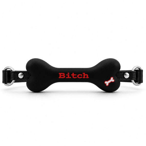 Кляп у вигляді кістки DS Fetish з написом «Bitch», чорний Sex Aura | Зображення 1