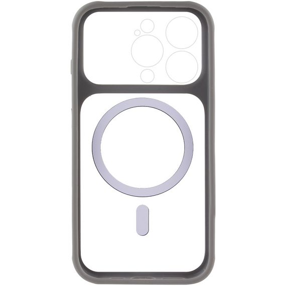 Чехол TPU+PC GETMAN Moon Clear with MagSafe для Apple iPhone 15 Pro Max (6.7") Grey | Зображення 2