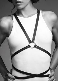 Портупея з екошкіри Bijoux Indiscrets Maze – Multi-Way Body Harness, Чорний, One Size, ONE SIZE