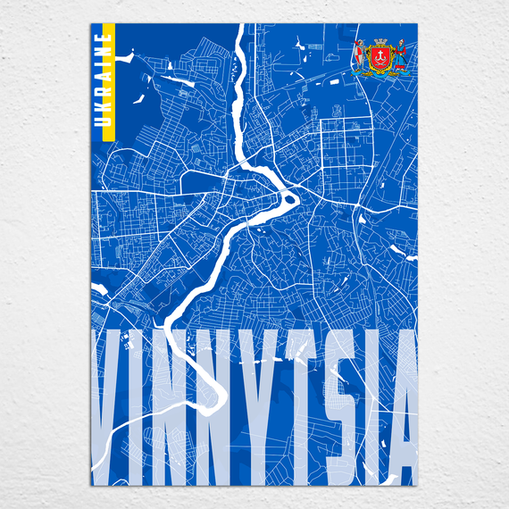 Плакат-постер з принтом Кавун Карта міста Вінниця Україна. Map of Vinnytsia Ukraine ПЛ000846(A4) | Зображення 1