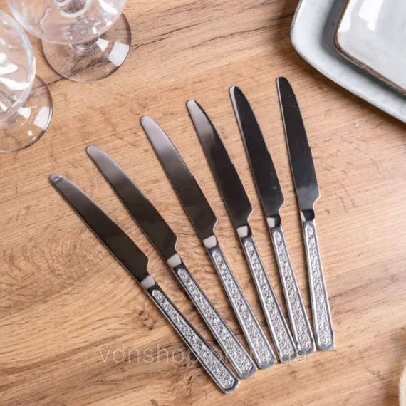 Набір столових ножів 6 шт нержавіюча сталь гальванічне покриття столовий набір HP96922 | Зображення 1
