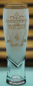 Крафтовый бокал 440 мл Ливерпуль с гравировкой Стеклянный бокал для фаната ФК Liverpool Подарок болельщику мат