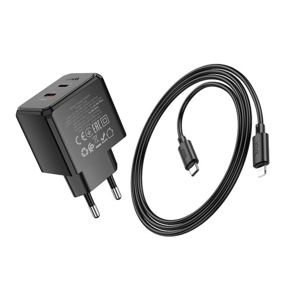 Мережевий зарядний пристрій Hoco CS16A 1 USB-C/1IP PD/QC 20W+Type-C to Lightning | Зображення 6