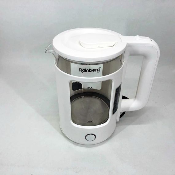Електрочайник Rainberg RB-2220 скляний дисковий прозорий. Чайник із підсвічуванням 2200W. WA-312 Колір: білий | Зображення 8