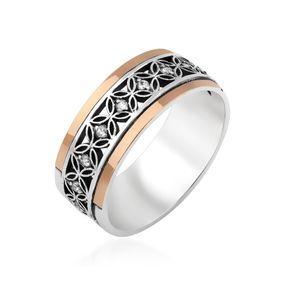 Серебряное кольцо с золотой пластиной и фианитами Artsriblo арт296к 19.0