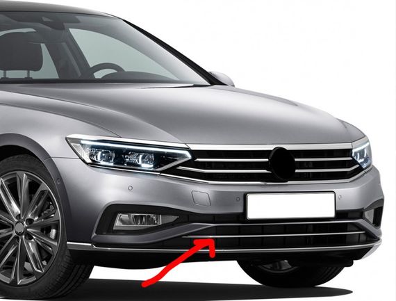 Верхня смужка в бампер (2019-2023, 1 шт, нерж) для Volkswagen Passat B8 2015↗ рр.
