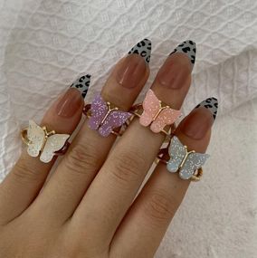 Шикарні кільця з метеликами, кільце з кришталевою метеликом, кільце Фіолетовий