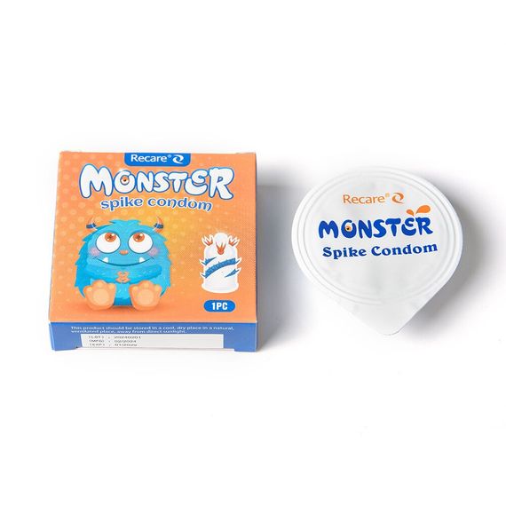 Насадка на член Recare Pink Monster Spike Condom (презерватив с шариками и усиками), Синий | Зображення 2