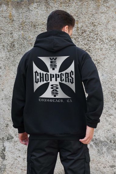 Утеплене зіп худі на флісі зіпер з принтом Choppers Without Kane Black | Зображення 1