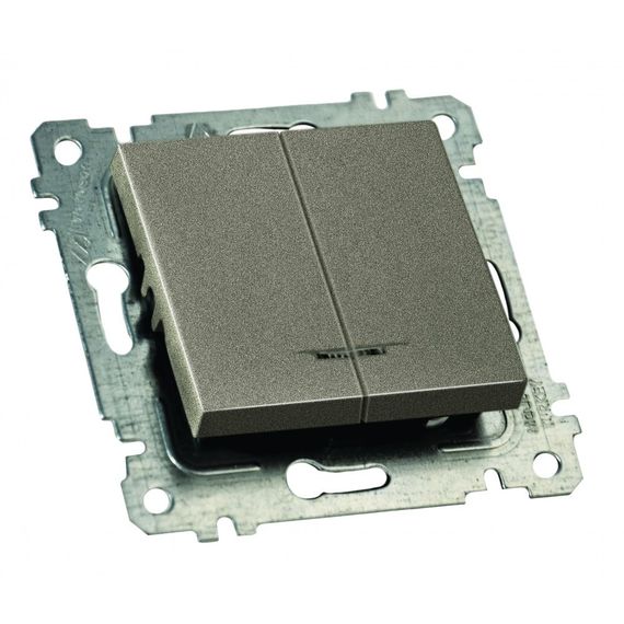 Механізм вимикача 2 кл, 10А, з світловим індикатором, RITA, Mutlusan, "графіт", (арт.47-06-46)