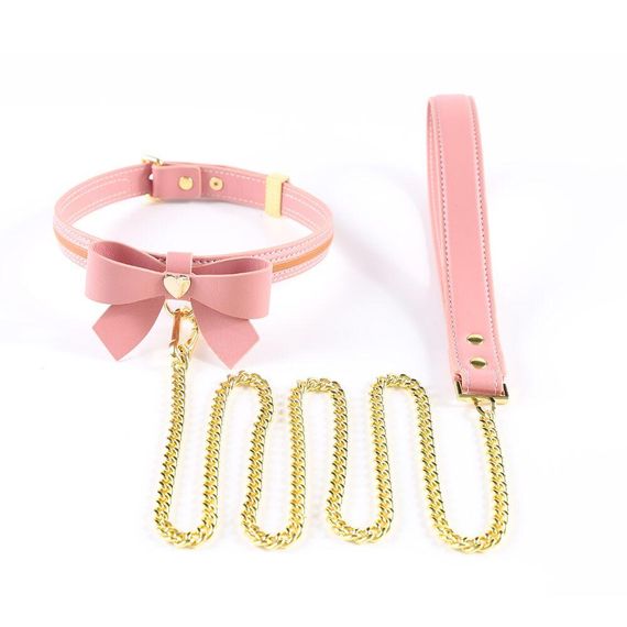 Поводок LOCKINK SEVANDA Love Heart Butterfly Leather Collar Set - Pink Sex Aura