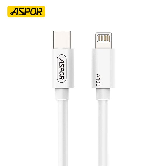 Кабель Aspor A109PD L Type-C — Lightning 27W/2 м — білий