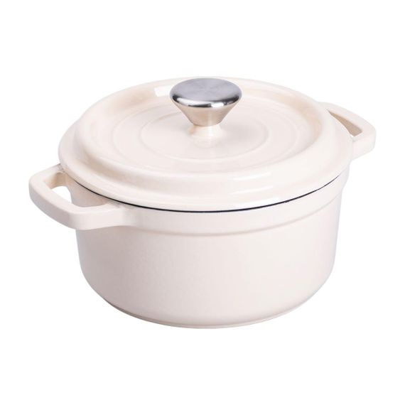 Каструля чавунна емальована 2 л з кришкою Ø20 см Бежева HP-1-2BE | Зображення 1