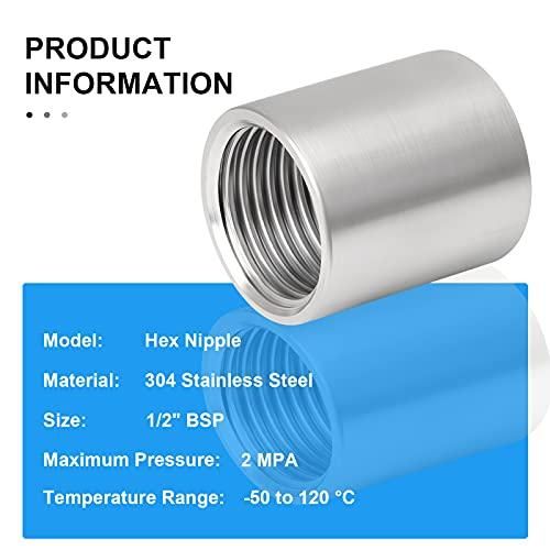 Фітинги з внутрішньою різзю від 1/2 до 1/2 дюйма ERGAOBOY 2 шт., прямі з'єднувачі з неіржавкої сталі 304, | Зображення 1