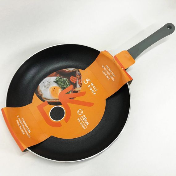 Сковорода алюмінієва 28 см WELL DONE WD-1018W індукція, сковорода зручна на кухню, антипригарна | Зображення 3