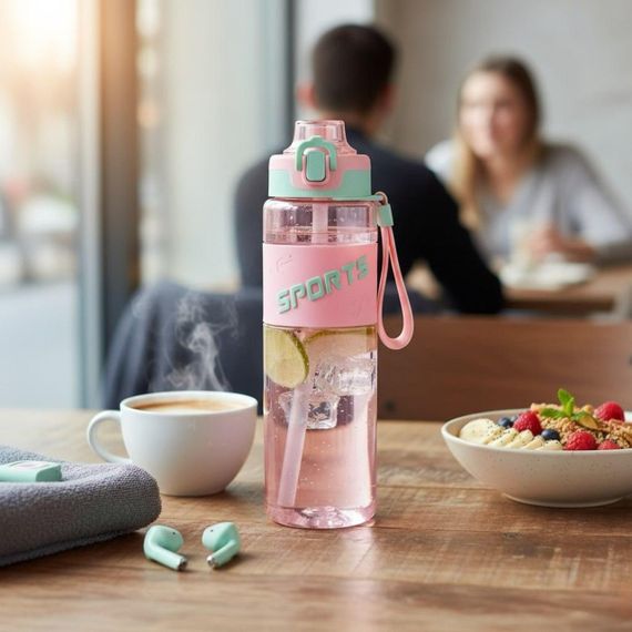 Эко-бутылка KANGZYUAN 500 мл - Розовая Tritan BPA-free, ударопрочная, спортивная с эргономичной крышкой | Зображення 8