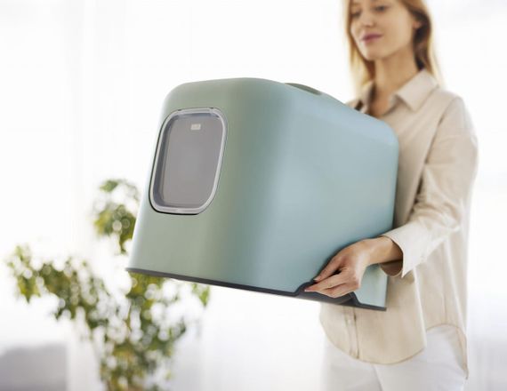 Туалет-будиночок для котів Rotho Biala 40052, закритий, з дверцятами та фільтром, м'ятний | Зображення 6