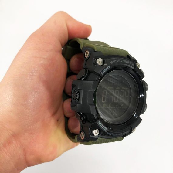 Часы наручные мужские SKMEI 1384AG ARMY GREEN, часы тактические противоударные. Цвет: зеленый | Зображення 9