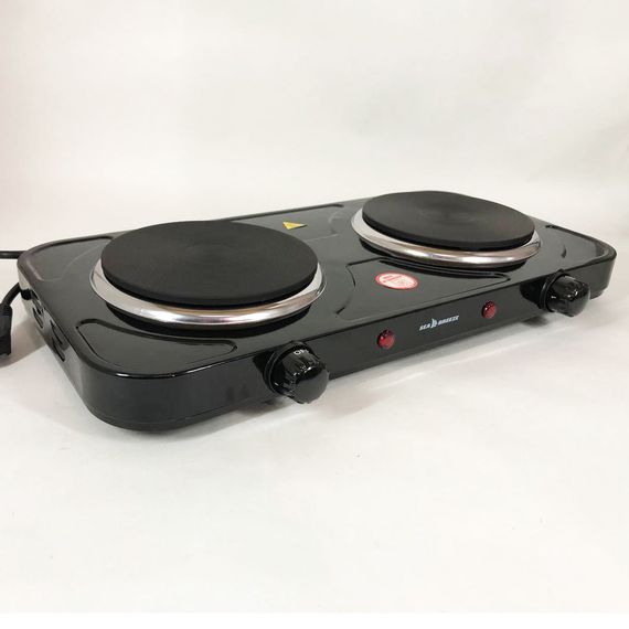 Настільна електрична плита на 2 дві конфорки Sea Breeze SB-064 2000 Вт, Плита побутова портативна HZ-39 | Зображення 2