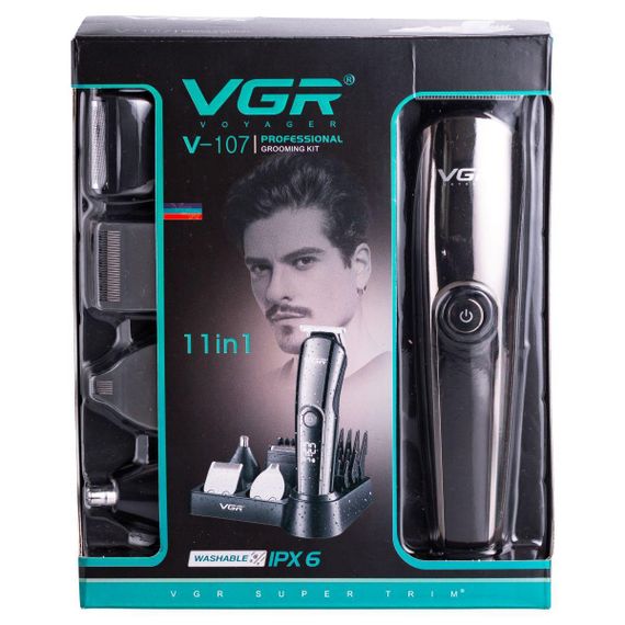 Набор для стрижки волос 5 в 1 машинка, триммер и бритва Vgr V-107 | Зображення 9