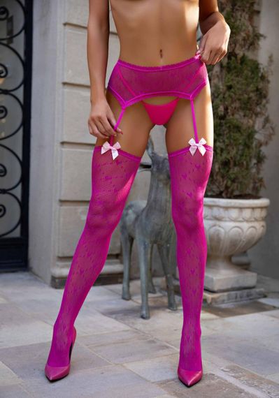 Колготки-панчохи Leg Avenue Heart Garterbelt Stockings One Size Magenta sexstyle | Зображення 4